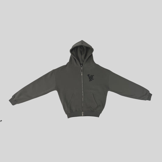 Aura Double Zip Hoodie - Mist Grey
